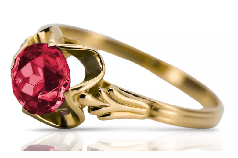 Klasyczny Vintage Pierścionek Rubin 14k żółte złoto vrc023y